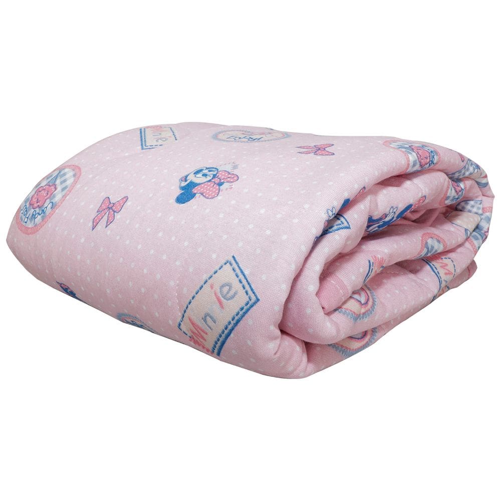 Edredom KazzaVip Baby Malha 100% Algodão Berço Americano Estampado Minnie Doce Rosa