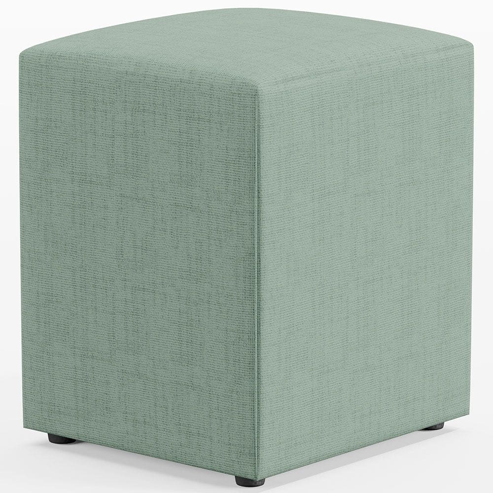 Puff Quadrado Decorativo Sala De Estar L02 Linho Verde Menta - Lyam Decor