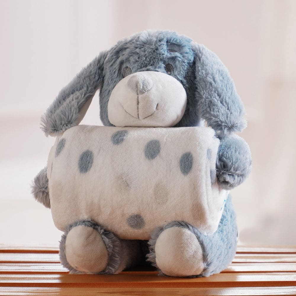 Manta e Bichinho KazzaVip Baby Pelúcia 100% Poliéster Microfibra Dog Azul