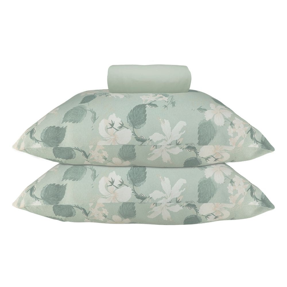 Jogo de Lençol KazzaVip Queen Malha 100% Algodão Lençol com Elástico Munique 3 Peças Verde