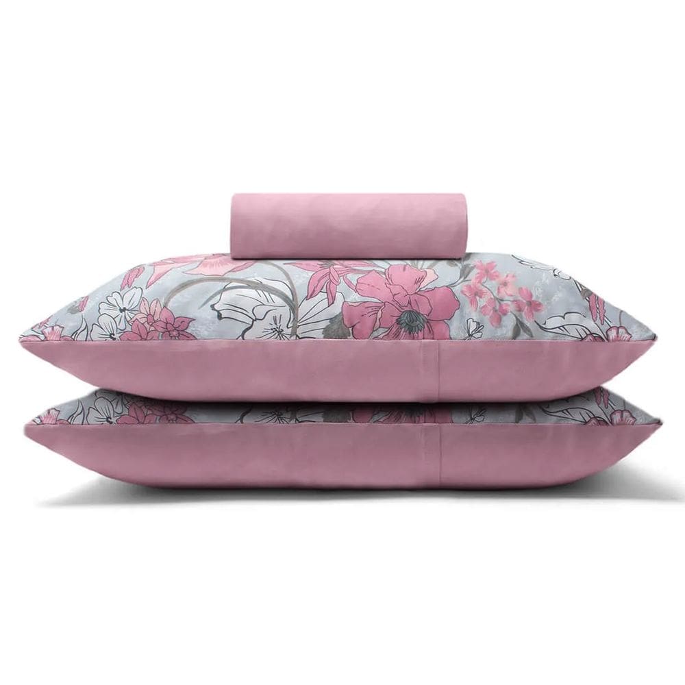 Jogo de Lençol KazzaVip Casal Malha 100% Algodão Basic Dinas 3 Pçs Rose