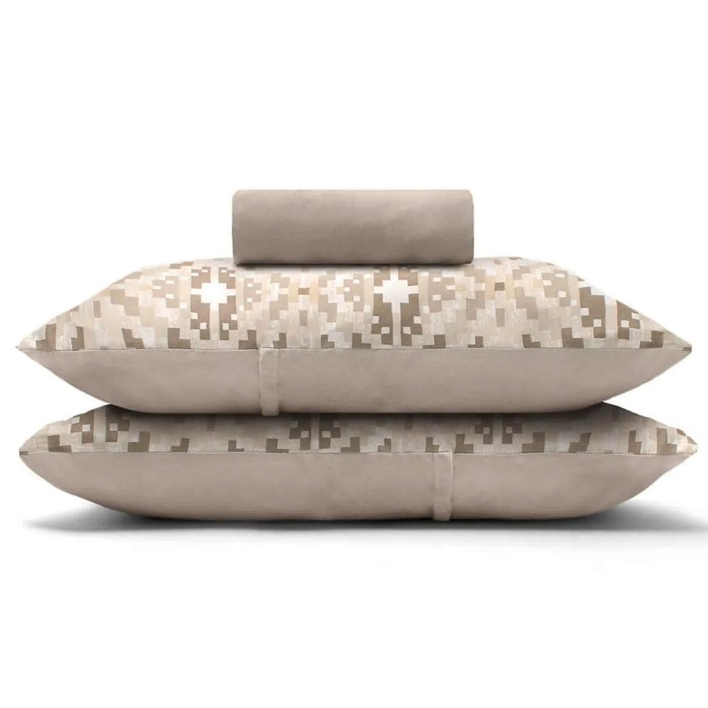 Jogo de Lençol KazzaVip King Malha 100% Algodão Basic Dados 3 Peças Bege