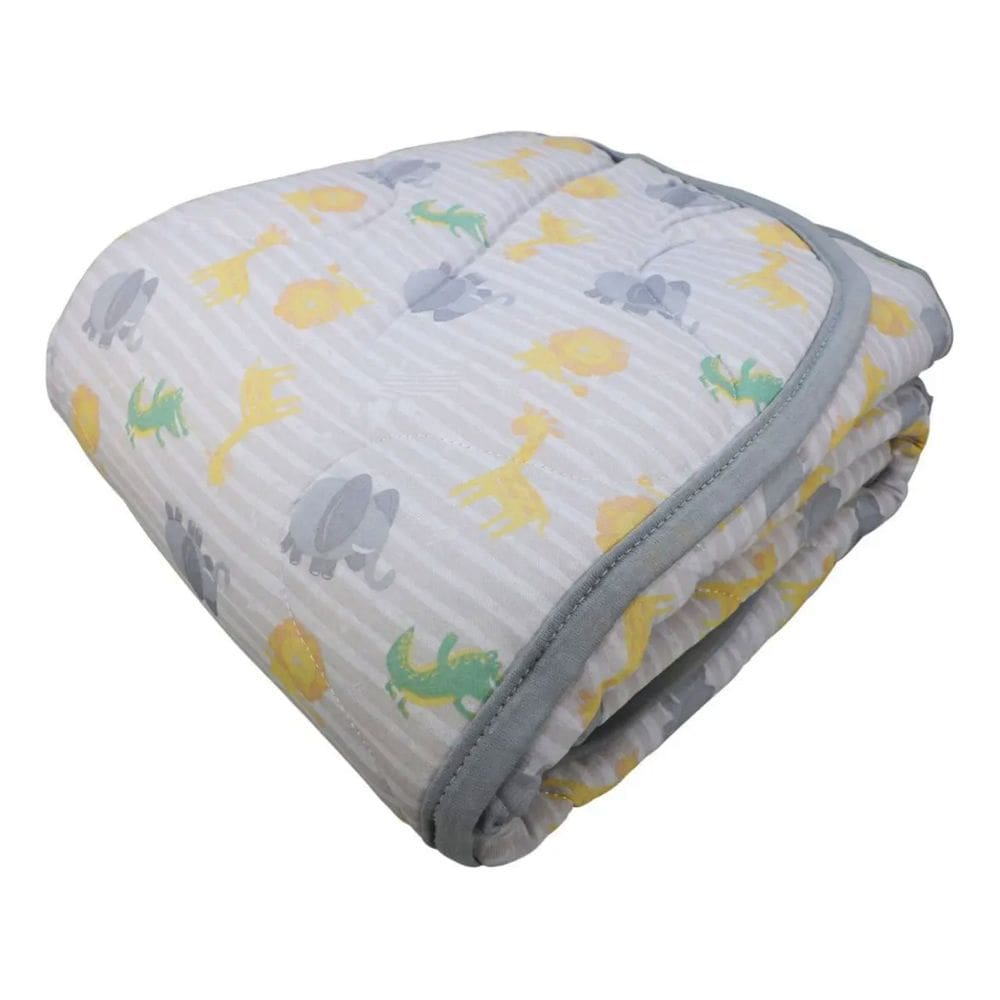 Edredom KazzaVip Baby Malha 100% Algodão Linha Casa Berço Americano Estampado Selva Cinza