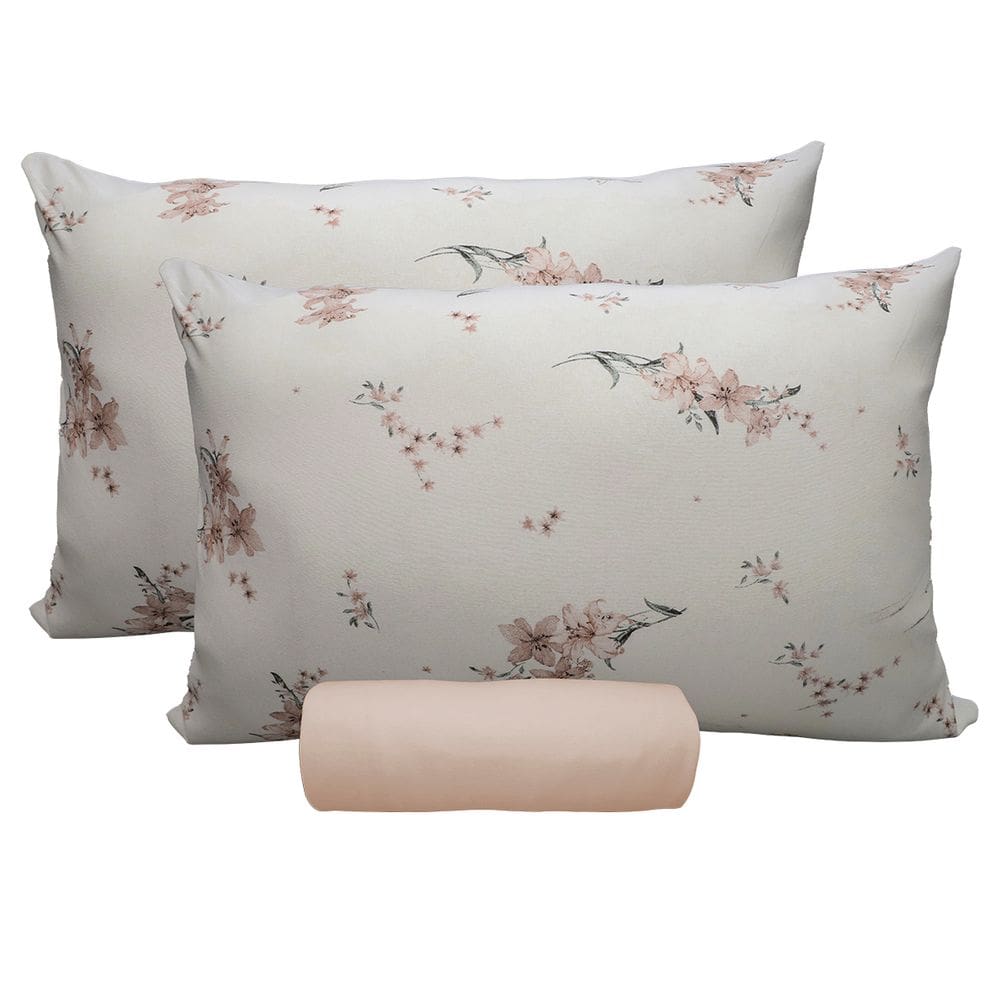 Jogo de Lençol KazzaVip Casal Malha 100% Algodão Premiun Classic Maria Luiza 3 Peças Rosa Pêssego