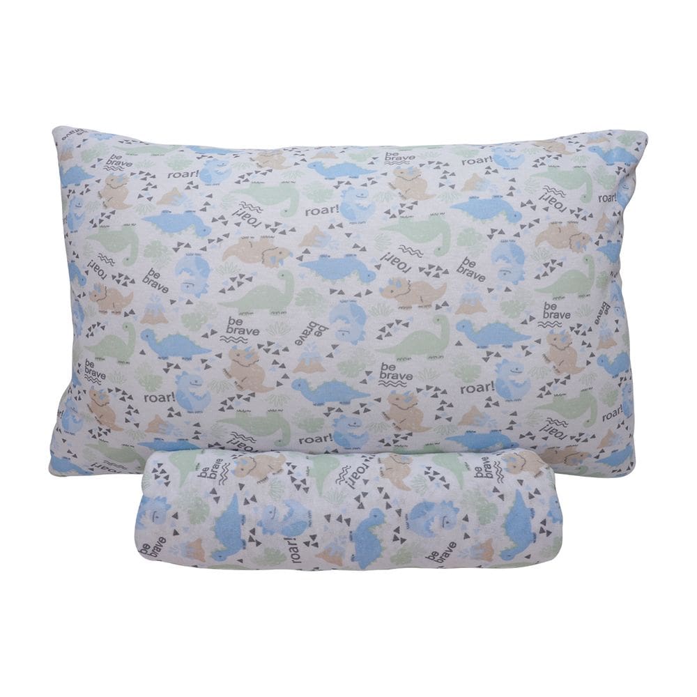 Jogo de Lençol KazzaVip Baby Malha 100% Algodão Berço Americano Estampado Baby Roar Com Elástico 2 Peças Verde