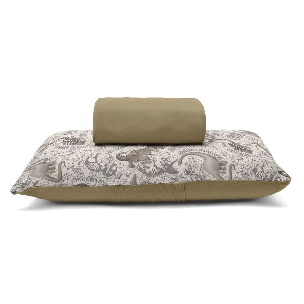 Jogo de Lençol KazzaVip Solteiro Malha 100% Algodão Basic Dinossauros 2 Peças Bege