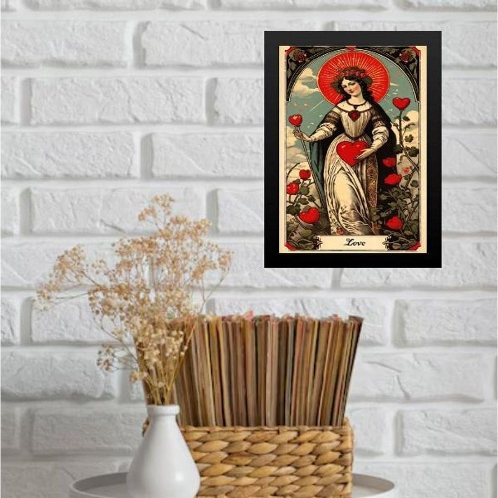 Quadro Decorativo Vintage Carta Tarot Amor 33X24Cm