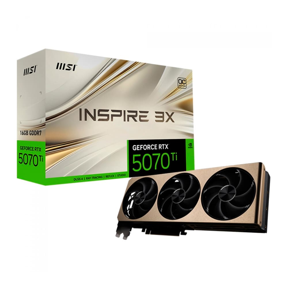 Placa de Vídeo MSI NVIDIA GeForce RTX 5070 Ti Inspire 3X OC 16GB GDDR7 DLSS Ray Tracing 912-V531-273