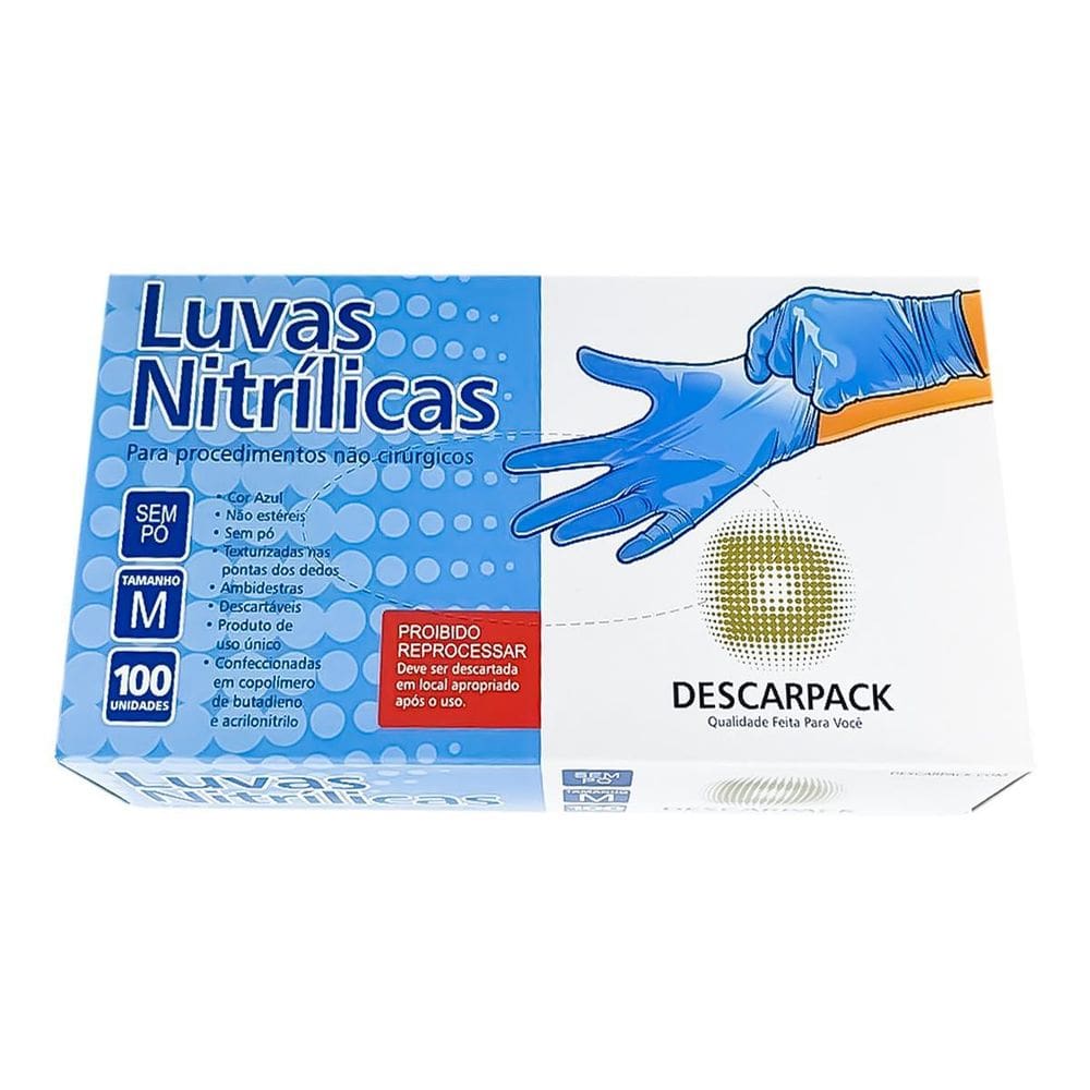 Luva Nitrílica Descart. Sem Pó Azul Descarpack 2000Un Tam:G