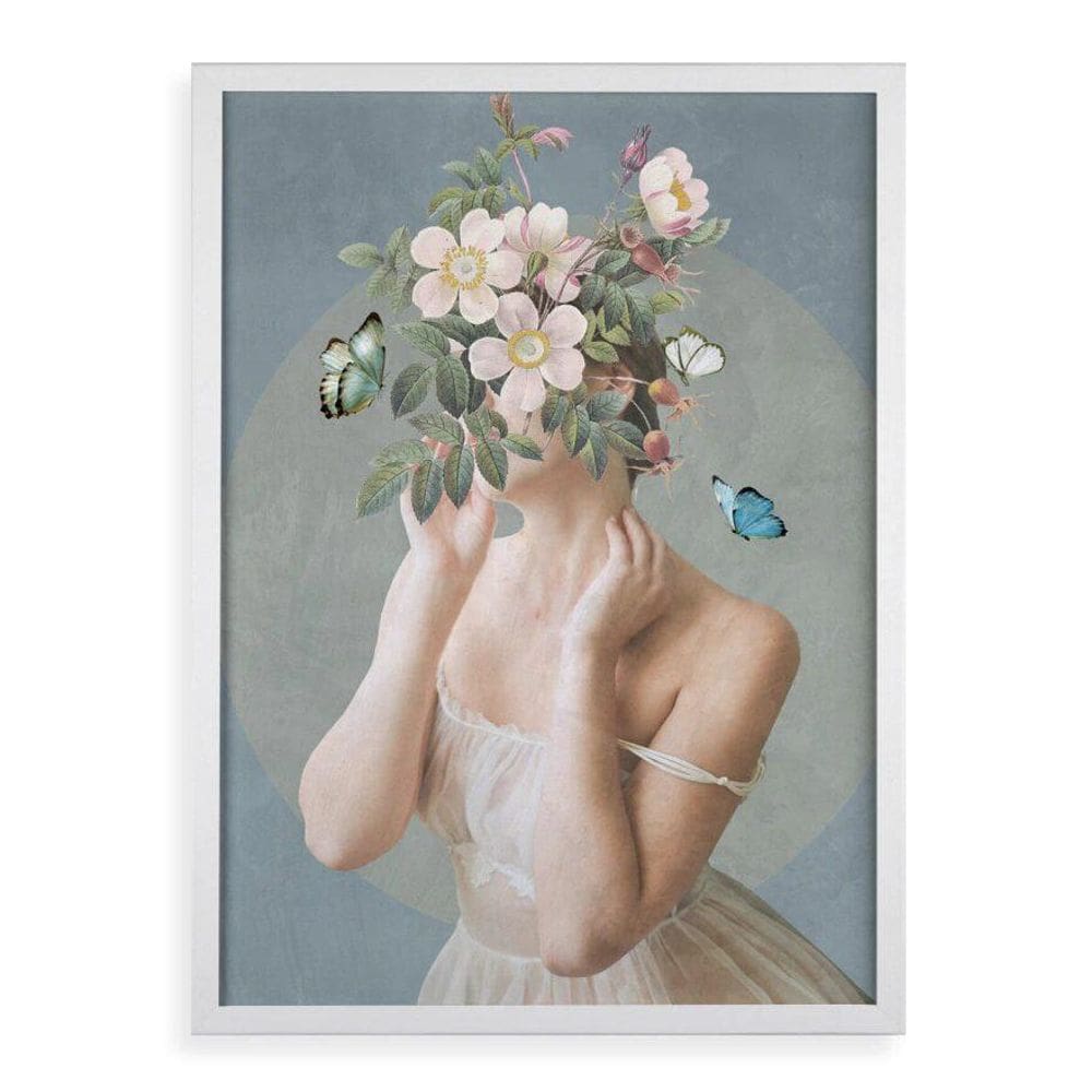 Quadro Decorativo Mulher Flores - Desabroche 24X18Cm - Vidro