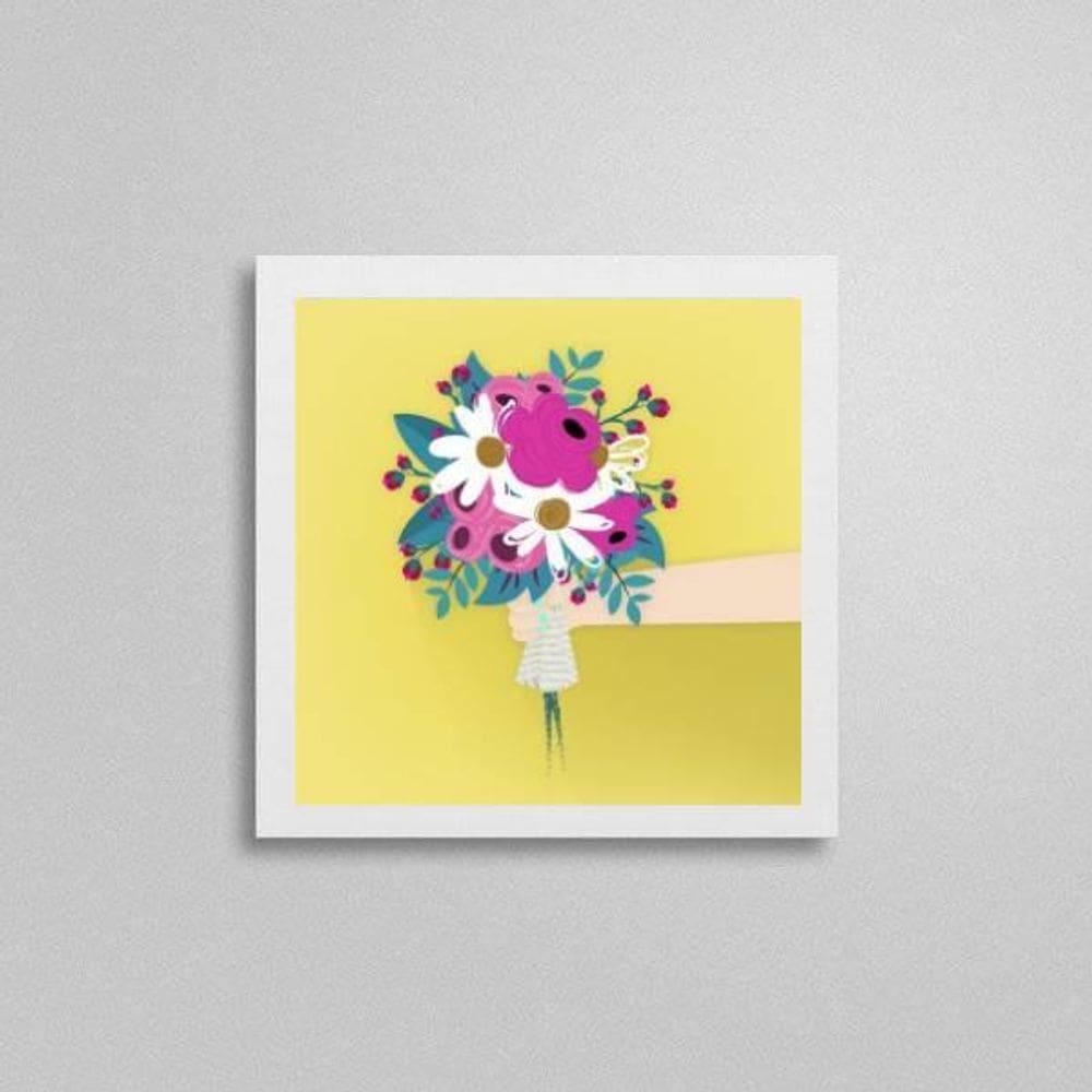 Quadro Quadrado Bouquet De Flores 20X20Cm