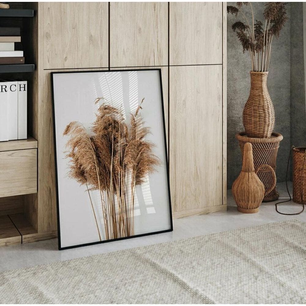 Quadro Decorativo Capim Dos Pampas - Plumas 24X18Cm - Vidro