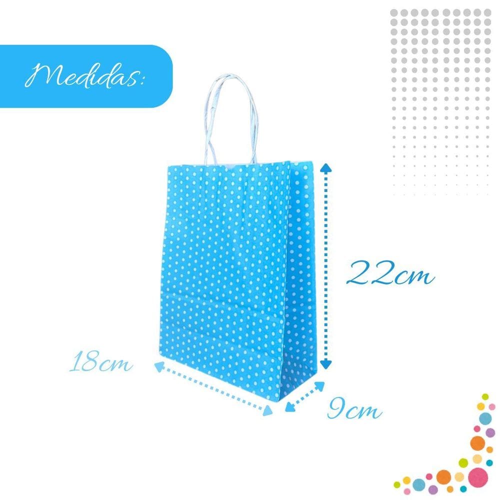 Sacola Papel Kraft Para Presente Produtos Bolinhas 18X9X22Cm
