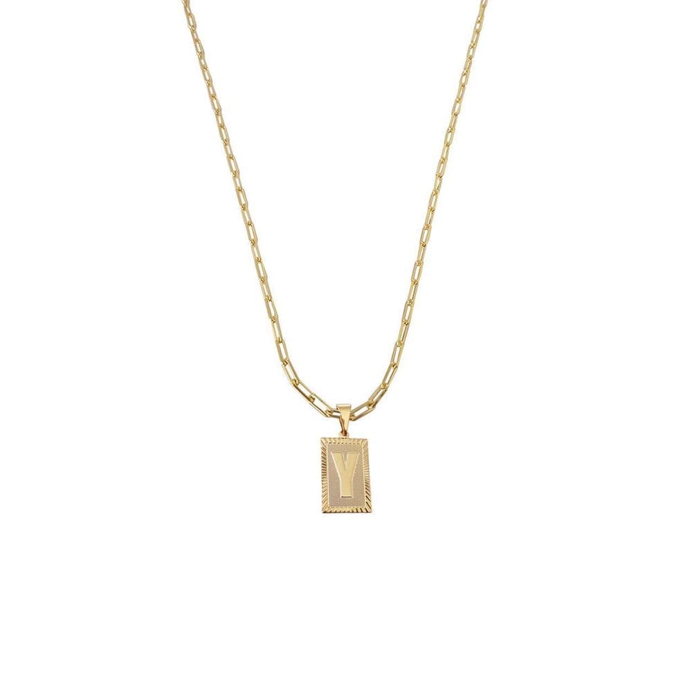 Cordão 60Cm Masculino Feminino Pingente Letra Y Banhado Ouro