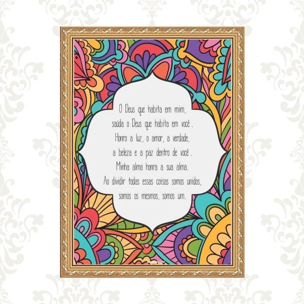 Quadro Moldura Dourada Namastê Benção 45X34Cm