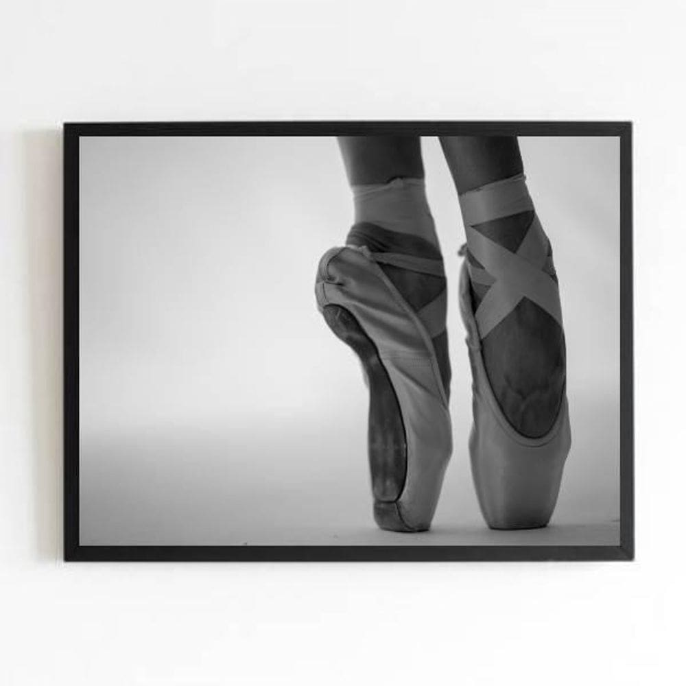 Quadro Fotografia Sapatilha De Ballet 33X24Cm Moldura Preta