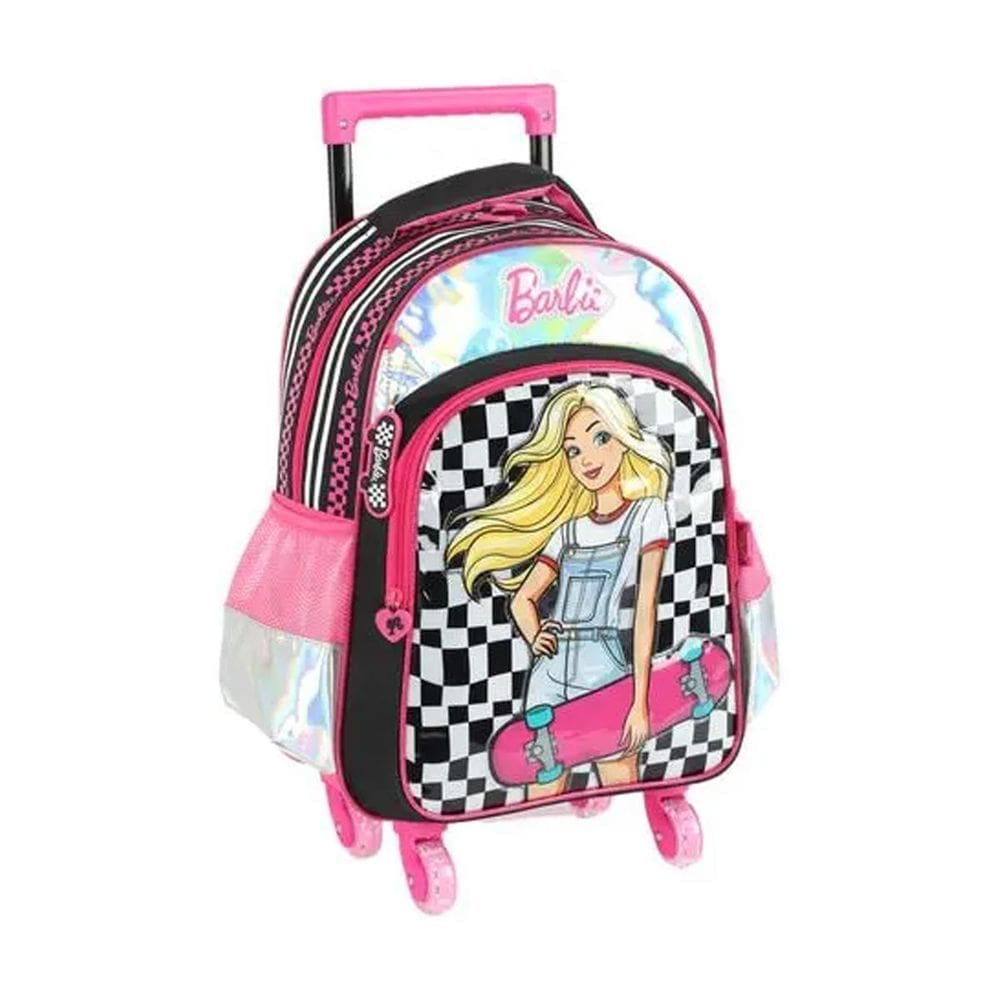 Mochila Com Rodinhas Escolar 360 Com Led Barbie Skate