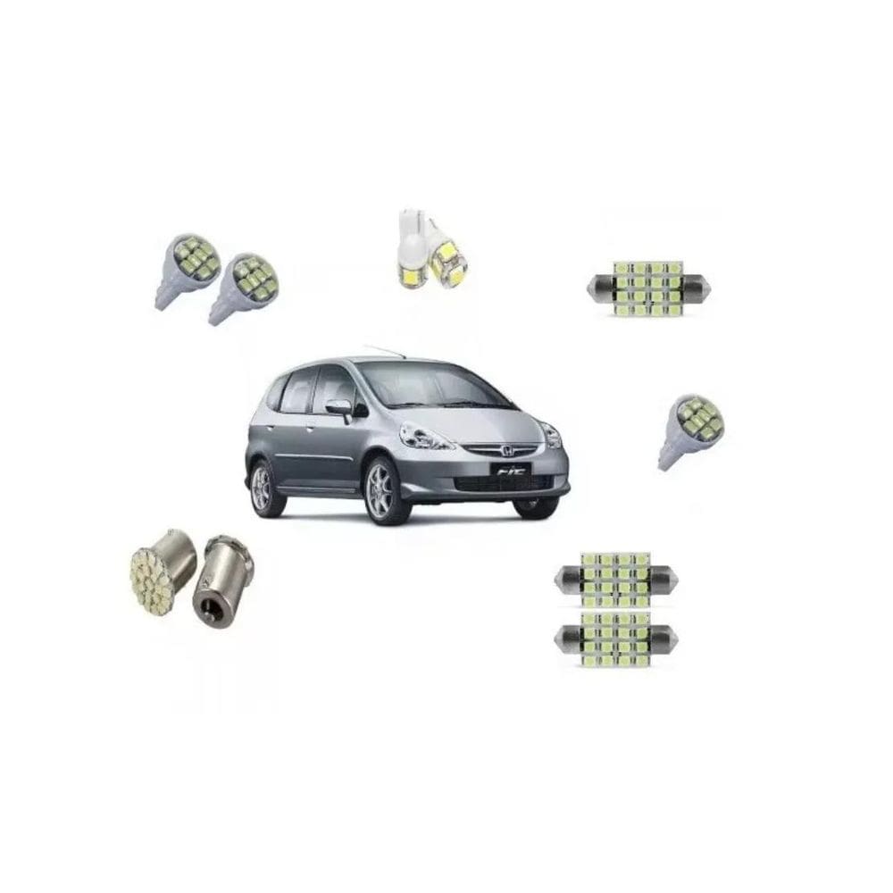 Kit Lâmpadas LED Honda Fit Teto, Porta Malas e Placa