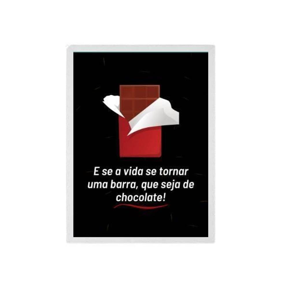 Quadro Decorativo Barra De Chocolate Moldura Branca 24X18Cm