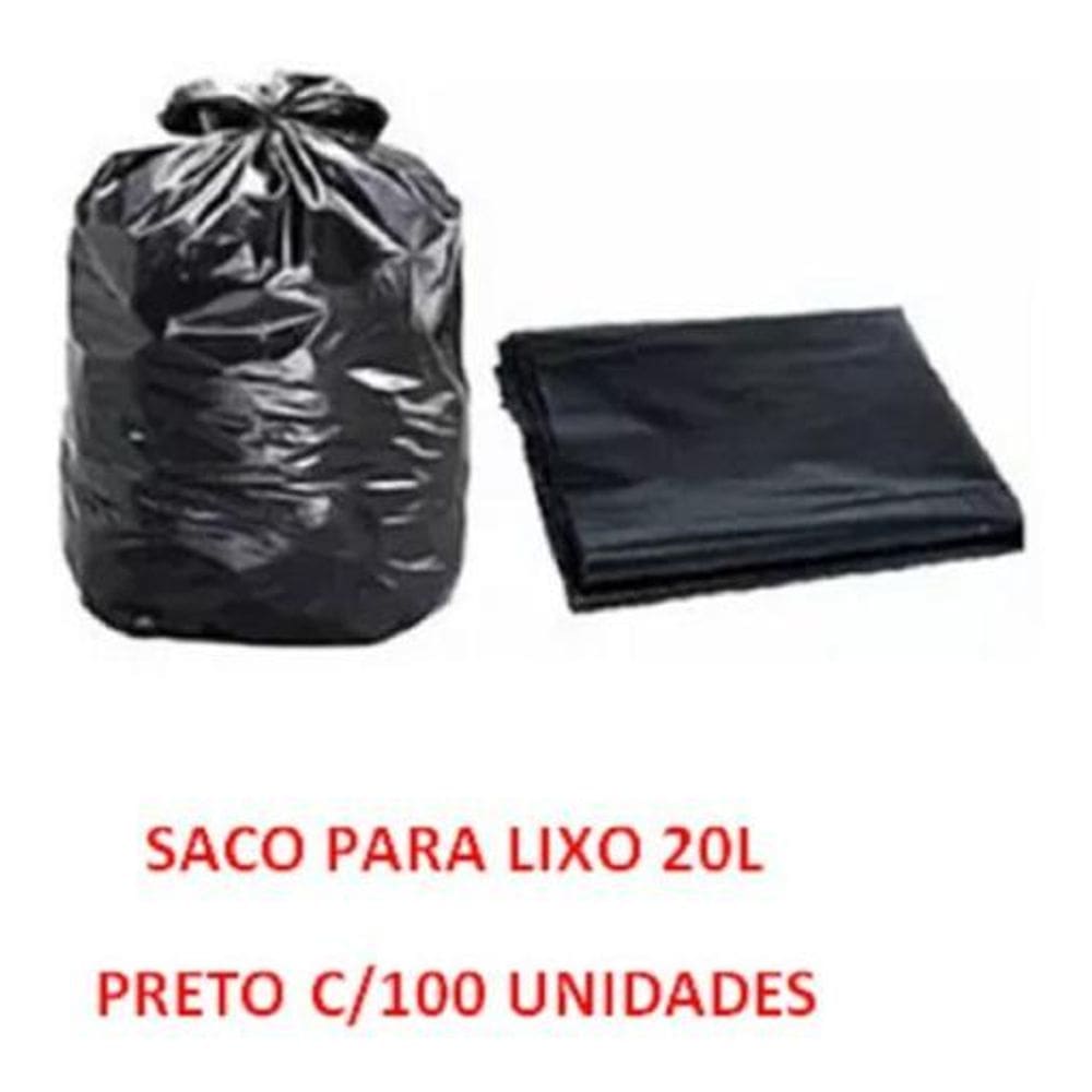 Saco De Lixo 20 Litros C/100 Unidades Preto Reforçado