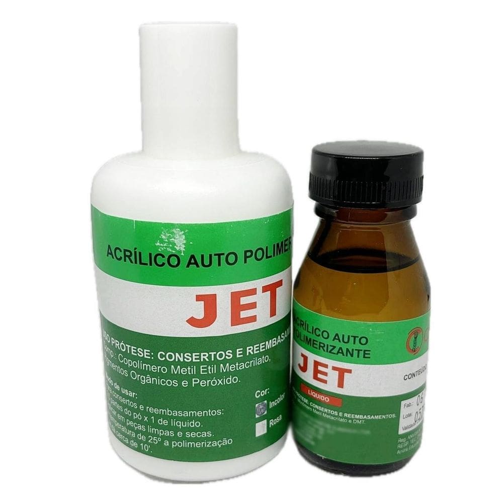 Kit Acrílico Pó Incolor 78G + Líquido 30Ml Resina Jet