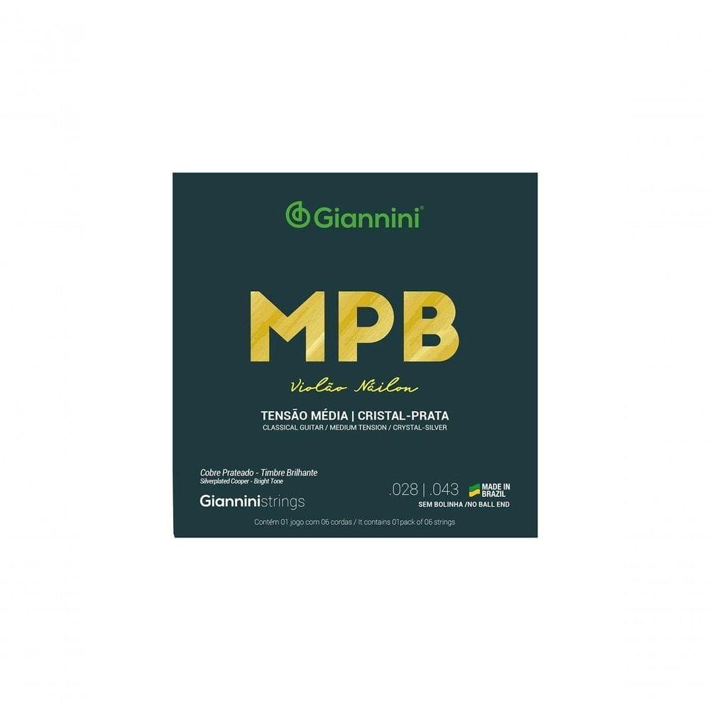 Encordoamento Para Violão Nylon Cristal-prata Tensão Média