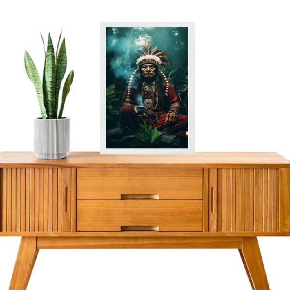 Quadro Umbanda Caboclo Tupã 33X24Cm - Com Vidro