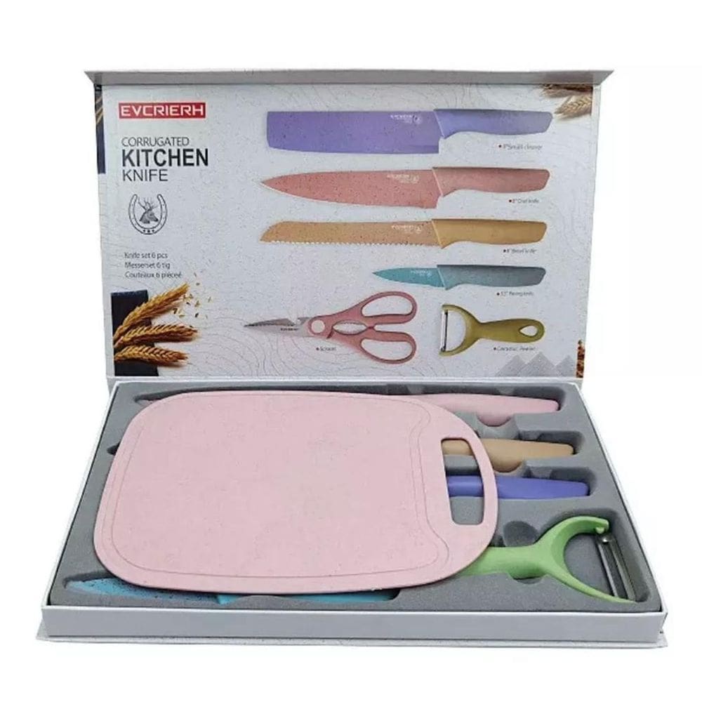 Super Jogo Facas Gourmet Colorida 4 Facas, Tesoura