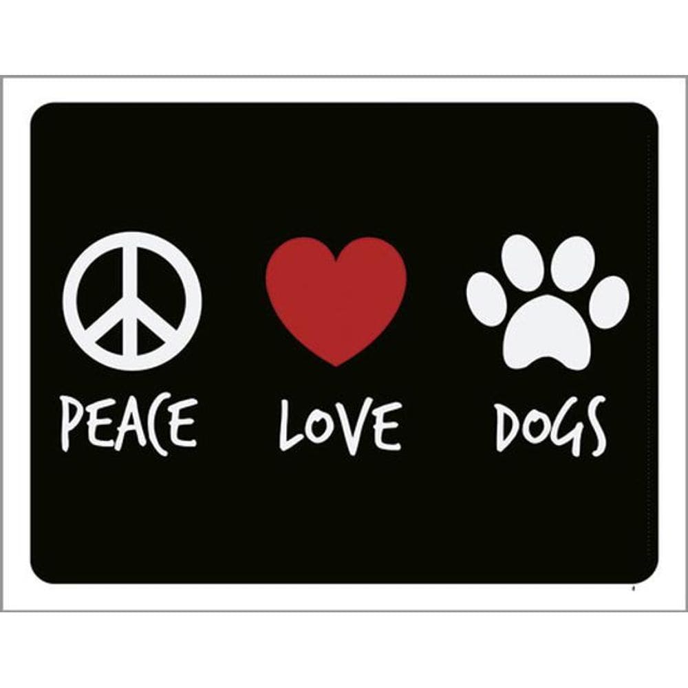 Kit 3 Placas Peace Love Dogs Coração Hippie