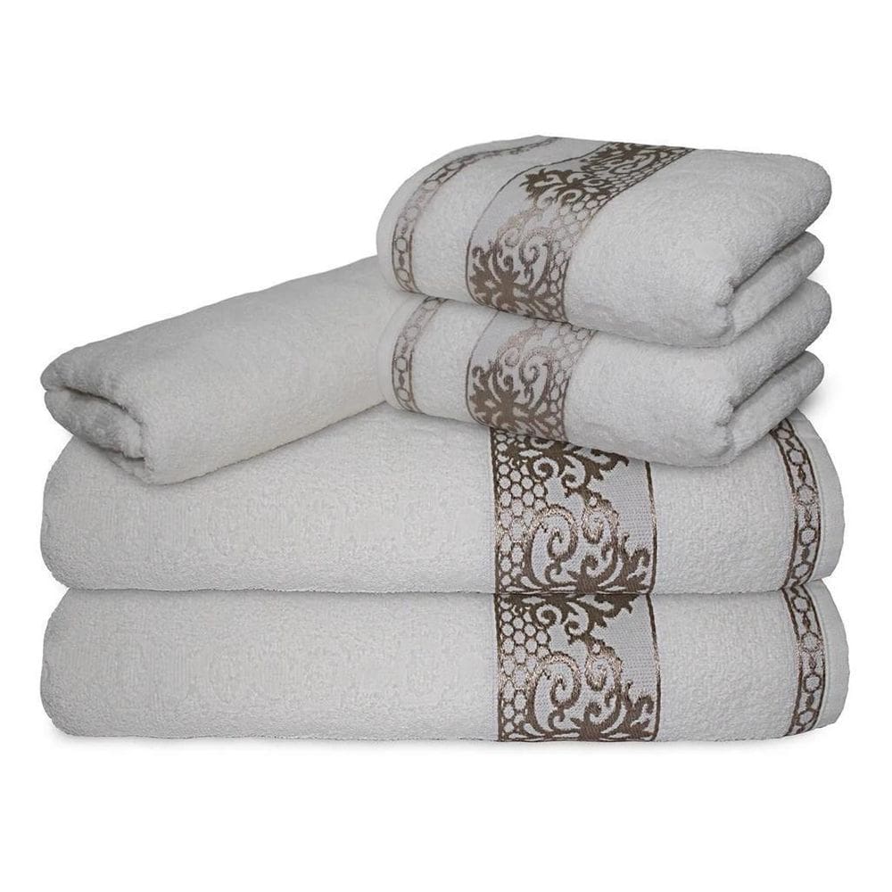 Jogo De Toalha Ohana  1 Banho + Rosto  100% Algodão Branco