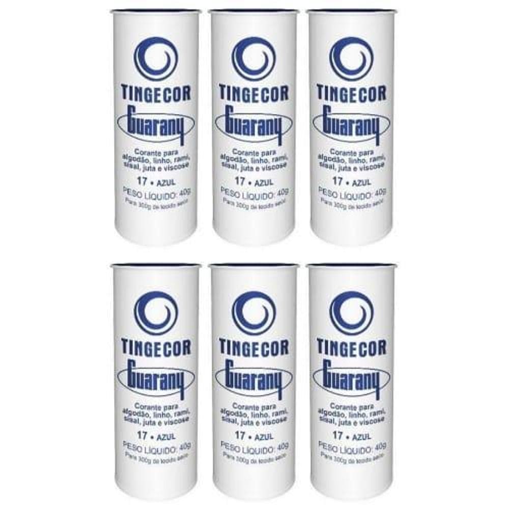 Tinta Tecido Tingecor Guarany 40G 6 Unidades Azul