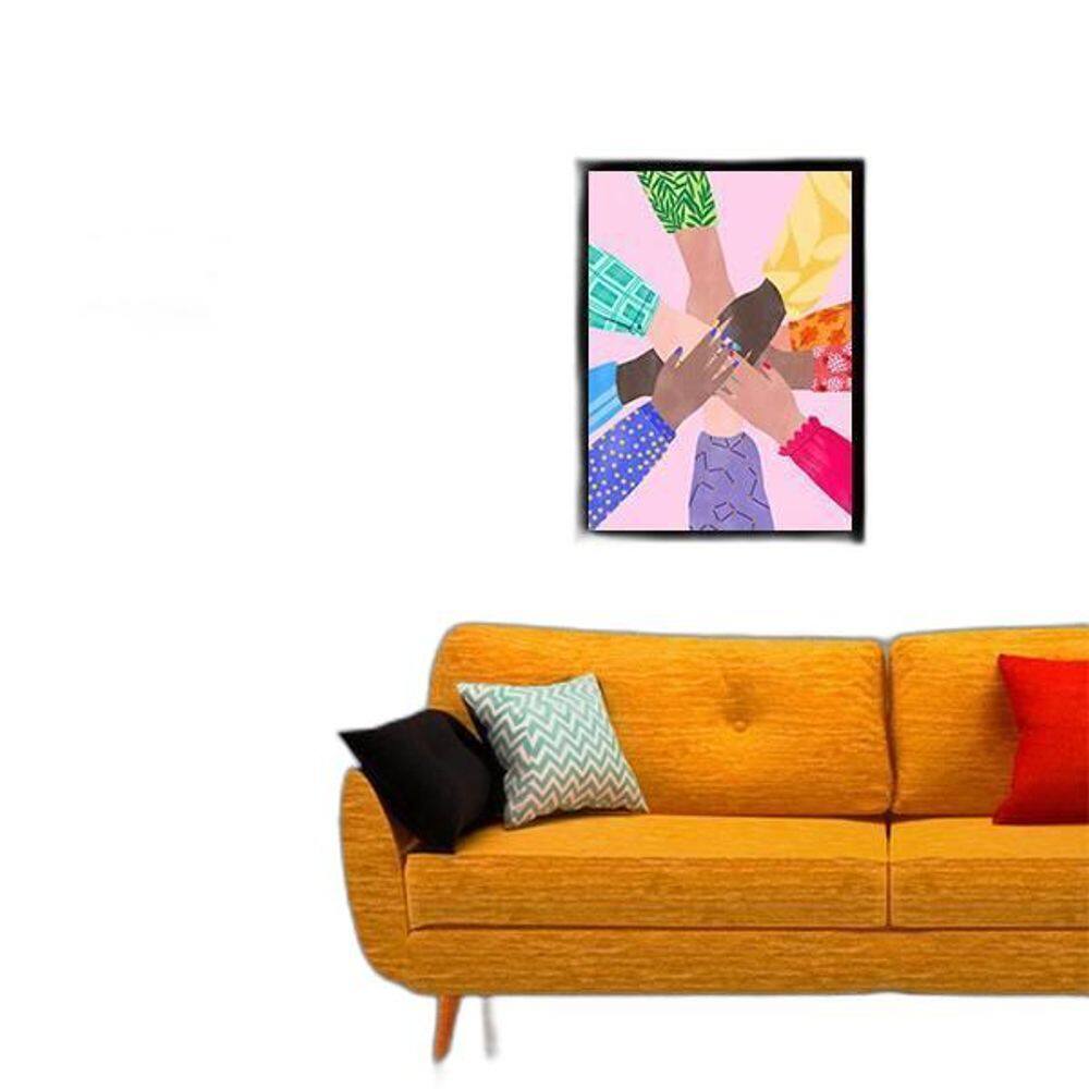 Quadro Juntos Somos Mais Fortes 33X24 C/Vidro Madeira Preta