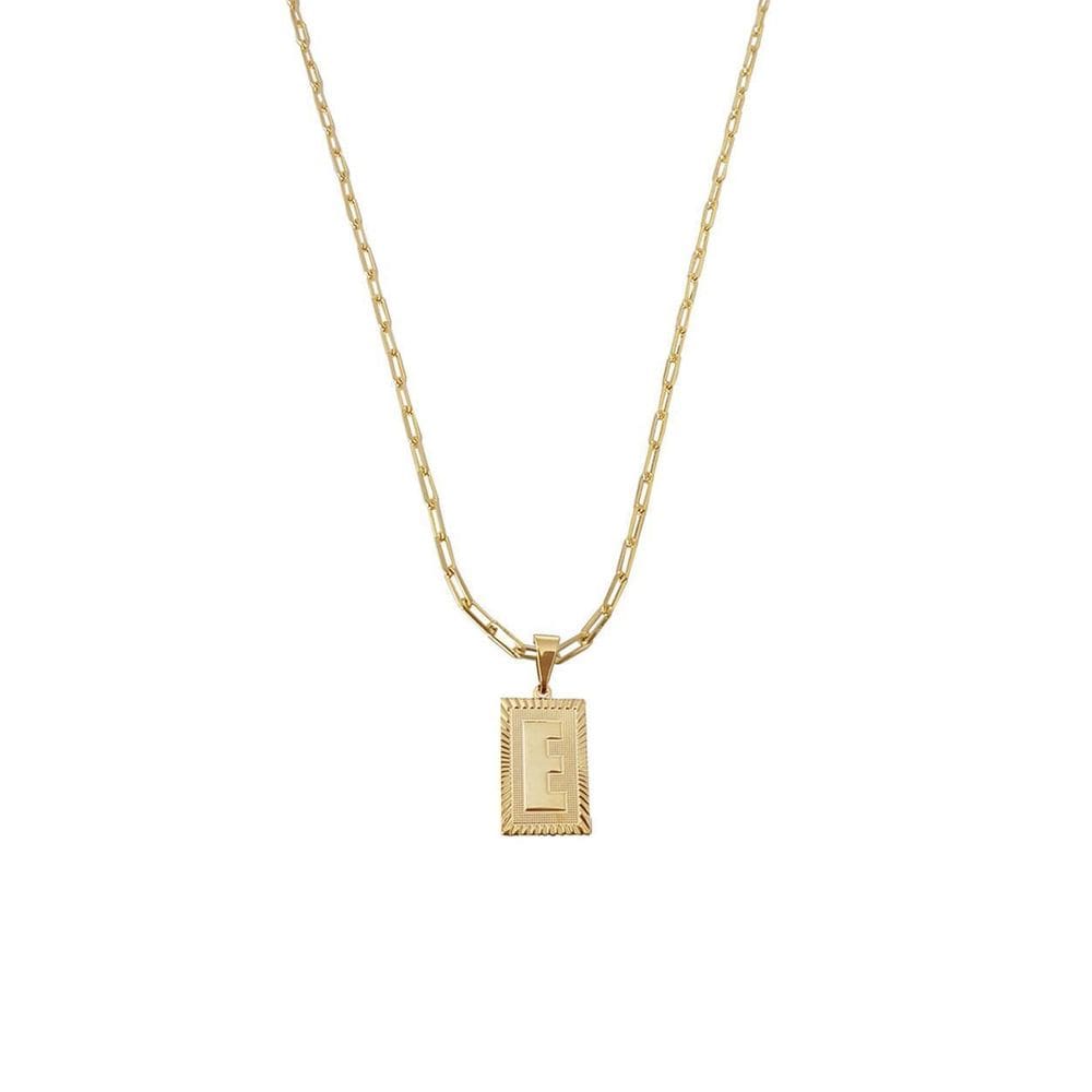 Cordão 45Cm Masculino Feminino Pingente Letra E Banhado Ouro
