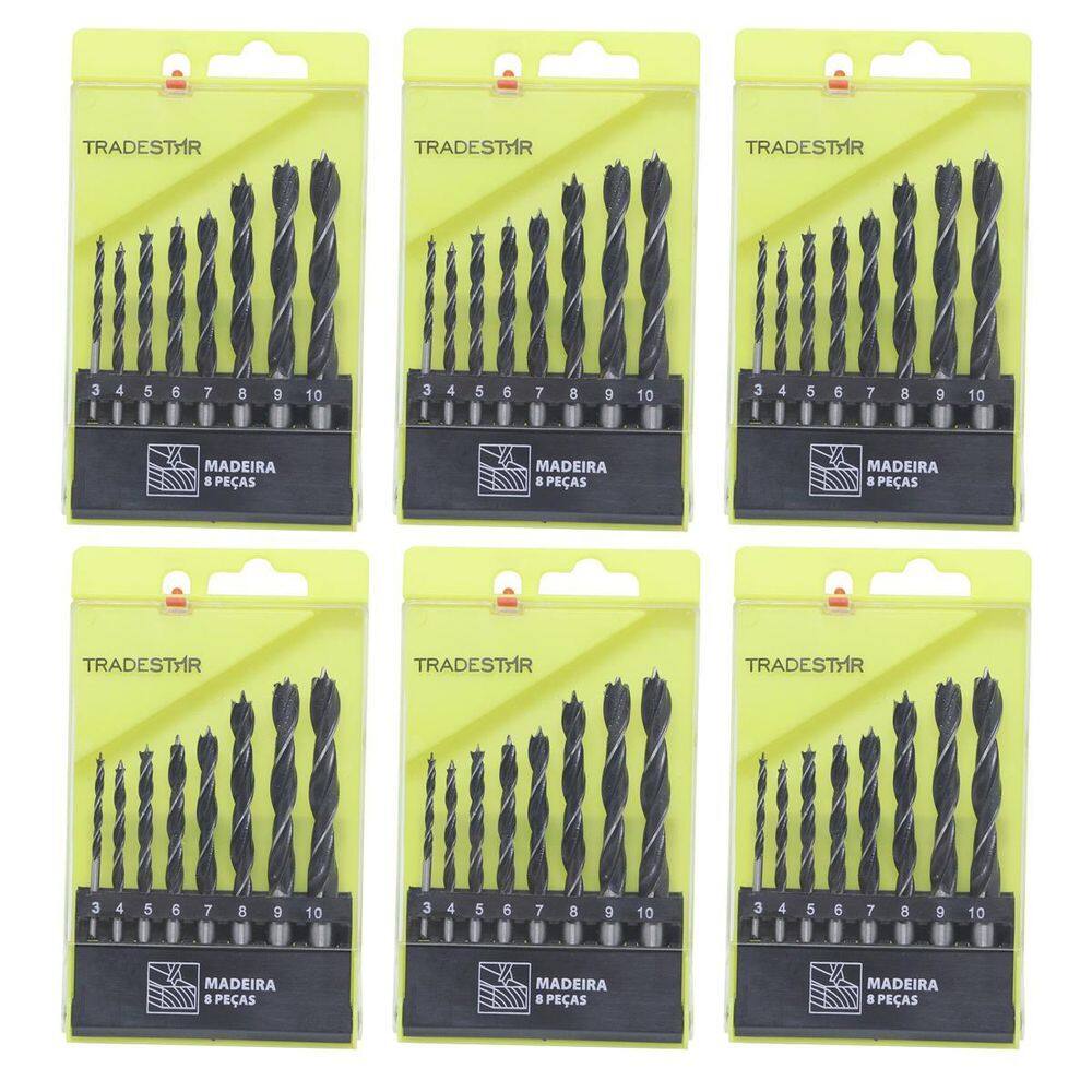 Jogo de Brocas para Madeira - Kit com 8 Peças - Aço Especial