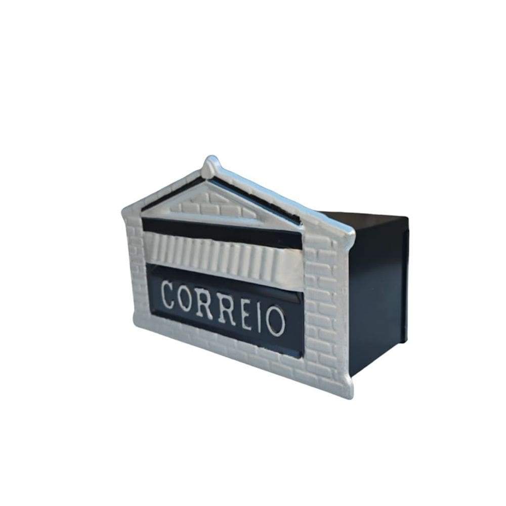 Caixa de Correio Cartas Para Muro Detrás Preta 15x23x11cm