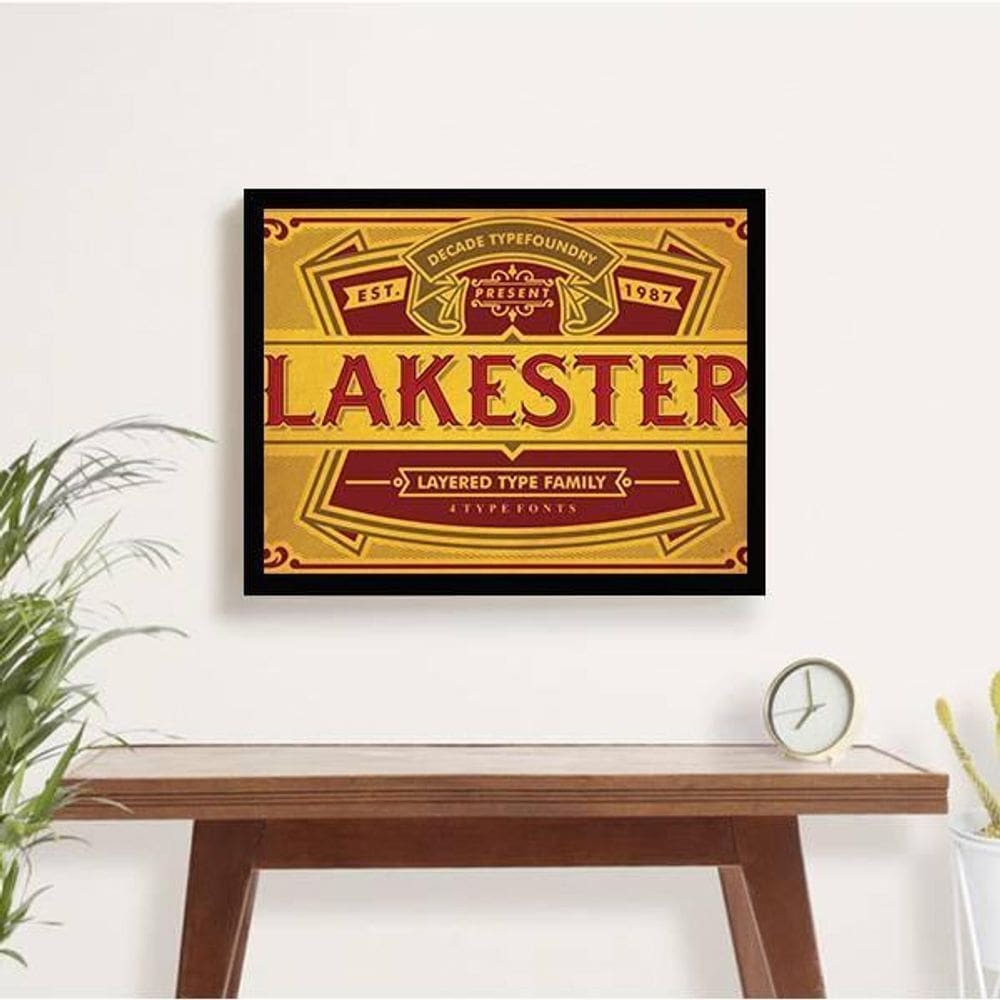 Quadro Vintage Lakester 24X18Cm - Com Vidro - Madeira Preta
