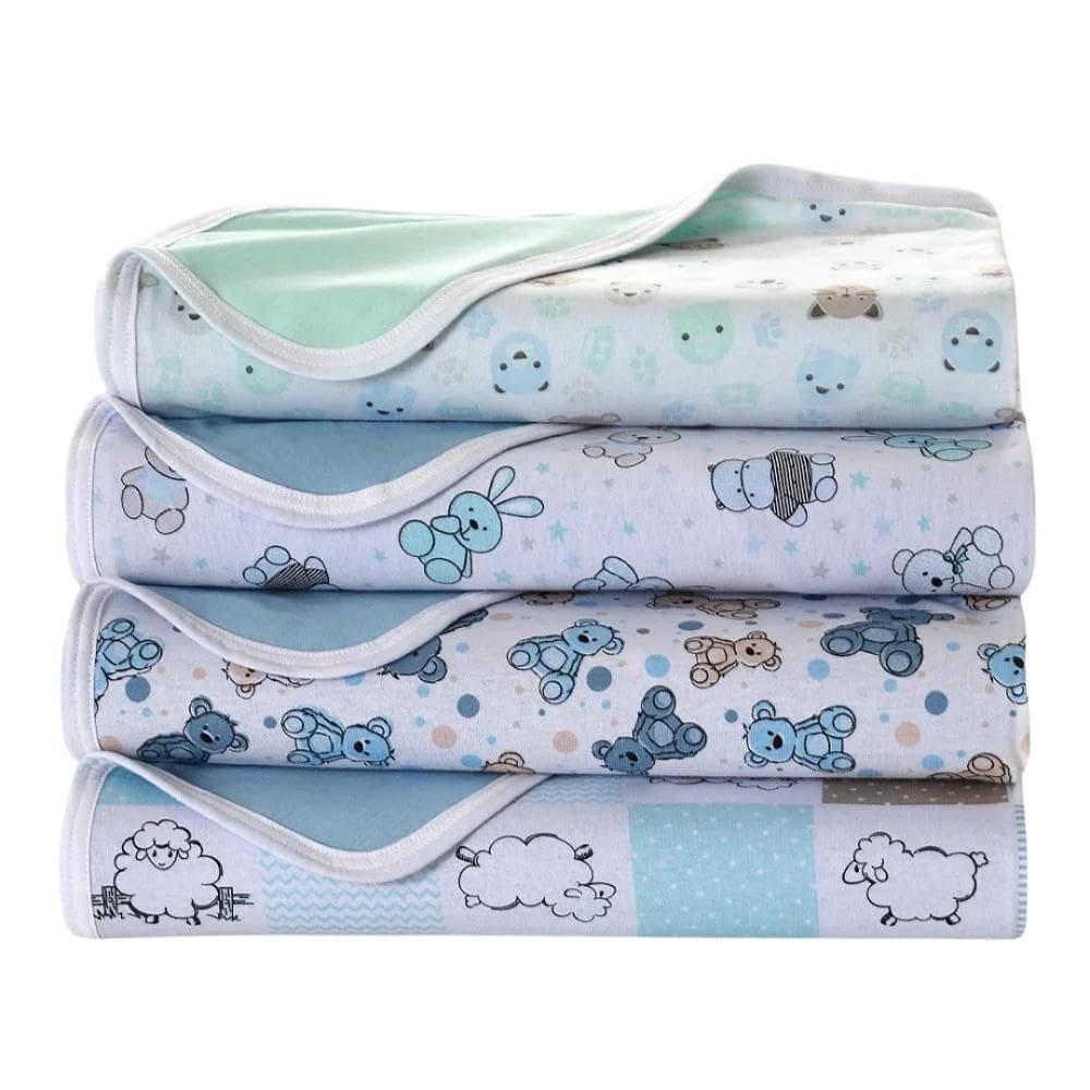 Kit 3 Cueiro Duplo Malha 90X90 Estampada Com Viés Masculino