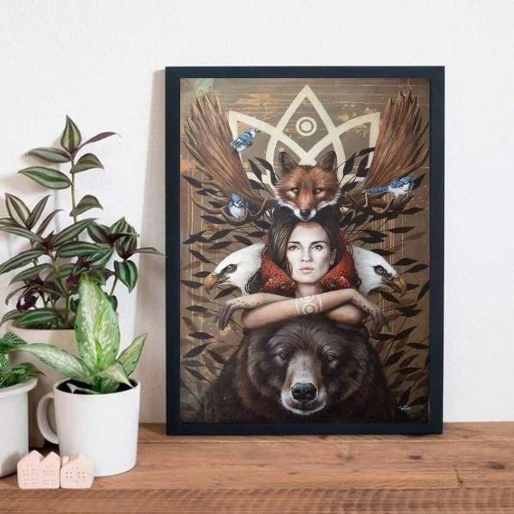 Quadro Decorativo O Sagrado Feminino 24X18Cm - Madeira Preta