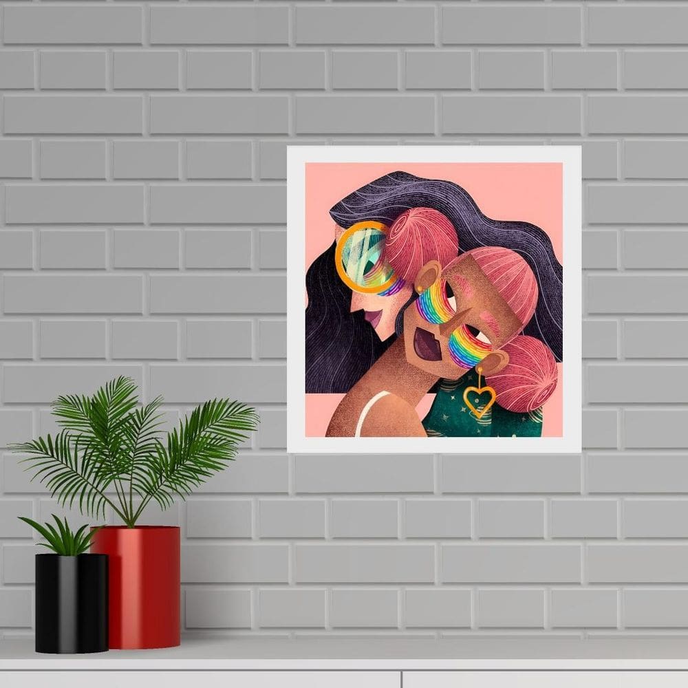 Quadro Quadrado Lgbt Lésbicas - 33X33Cm - Com Vidro
