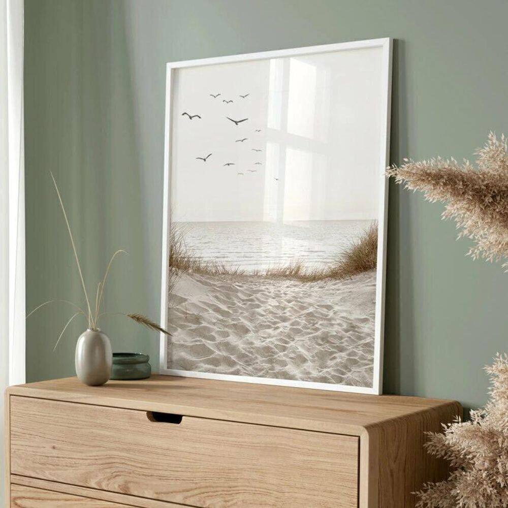 Quadro Decorativo Praia - Pé Na Areia 33X24Cm - Com Vidro