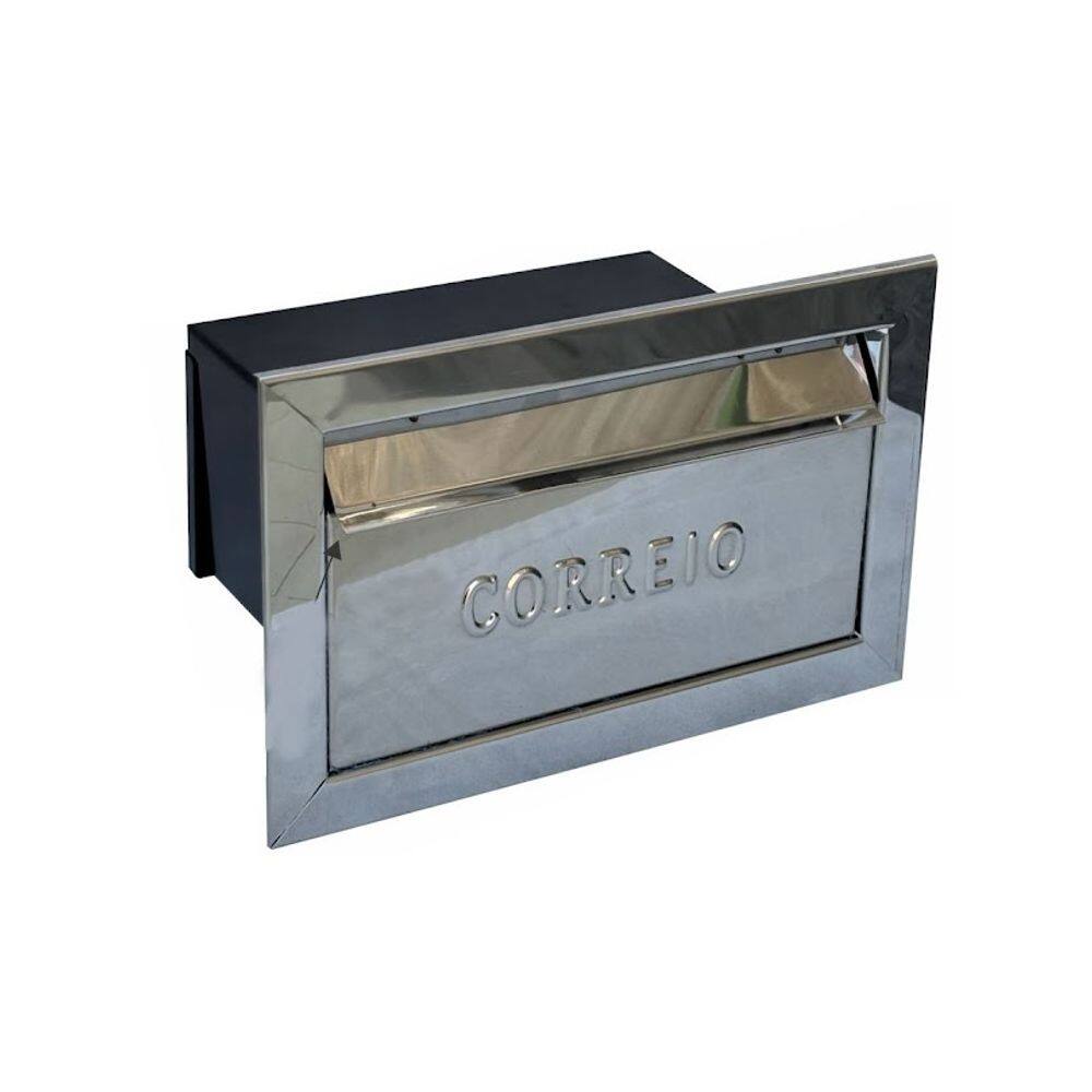 Caixa de Correio Cartas Muro Detras Inox Preta 15x23x30cm