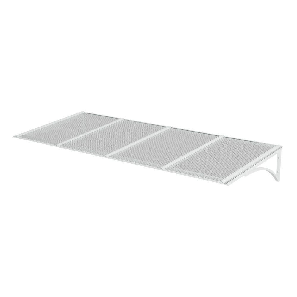 Toldo Fixo Policarbonato Alveolar Cristal - 2,50m X 1,00m - Estrutura Branca