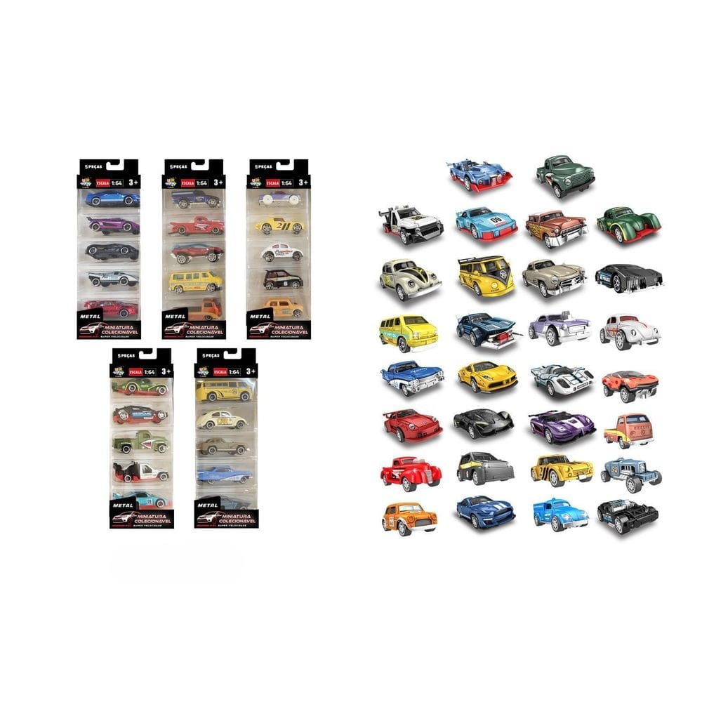 Kit 5 Carrinho De Ferro Toyking Niniatura Colecionável