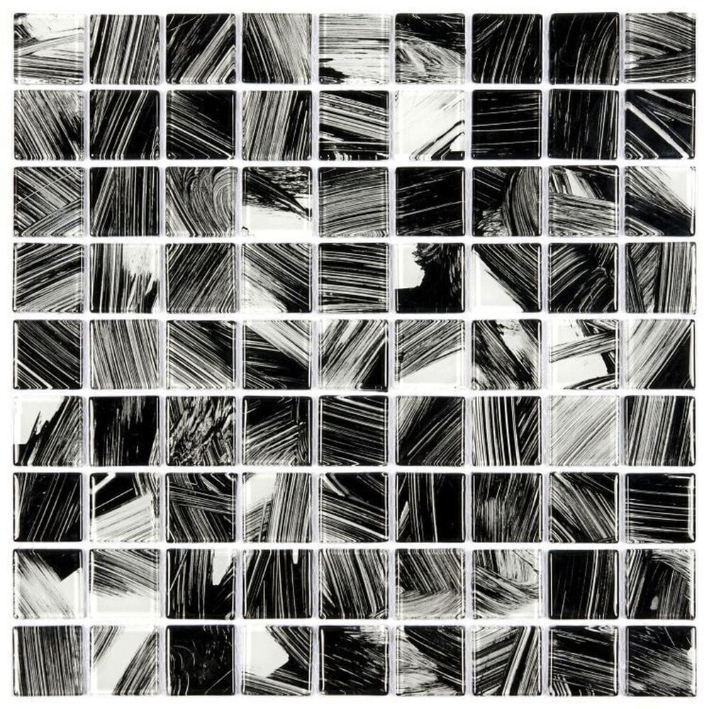 Kit 1m² Pastilha de Vidro Cristal 29cm X 29cm Preto