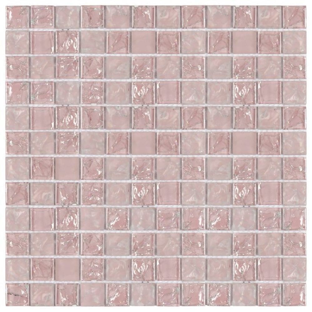 Kit 1m² Pastilha de Vidro Ice 30cm X 30cm Rosa