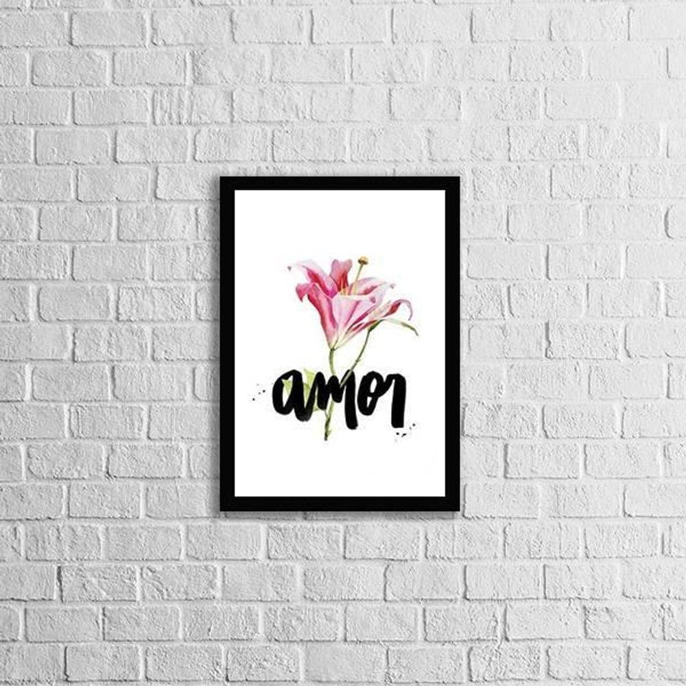 Quadro Palavra Amor 33X24Cm - Com Vidro Moldura Preta