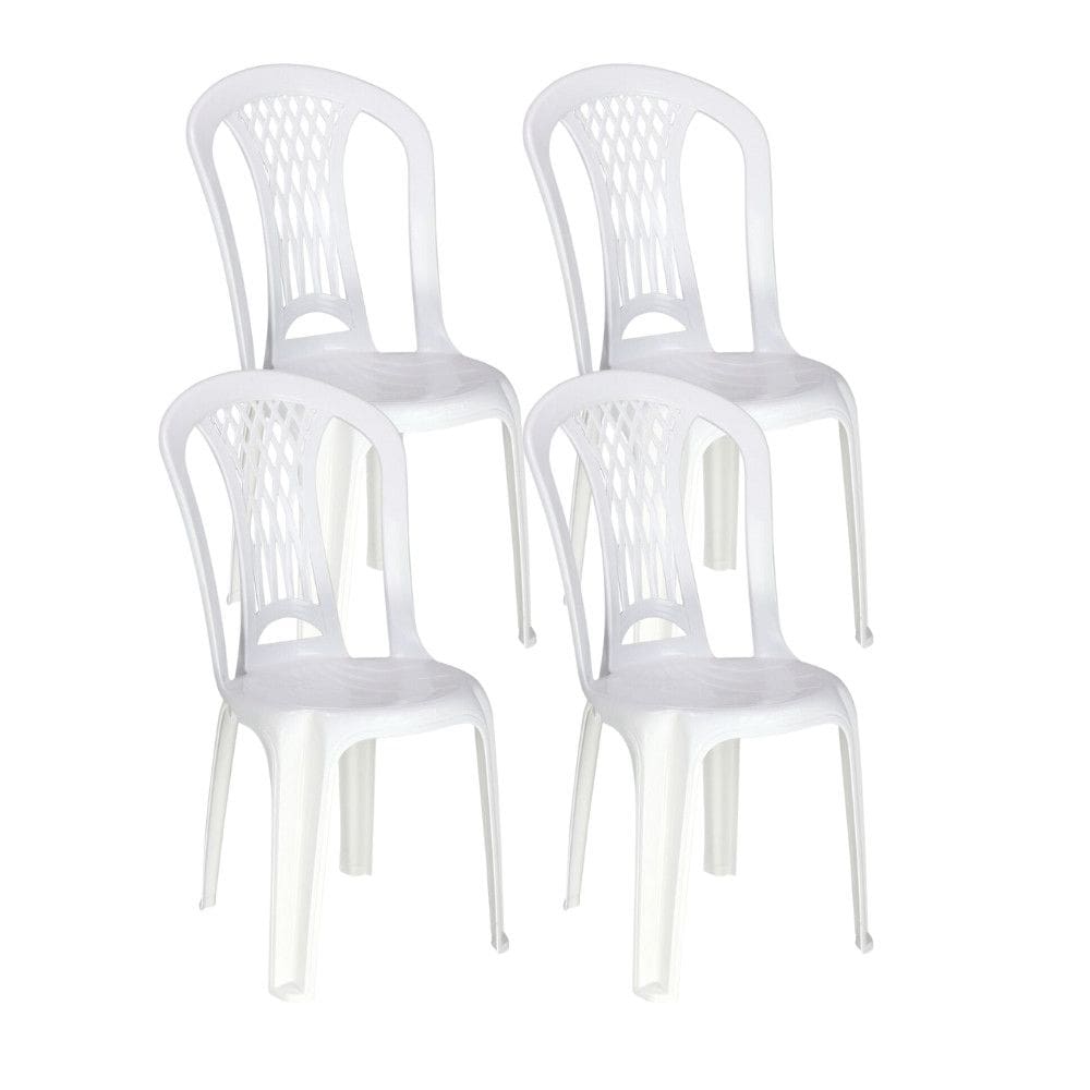Kit 4 Cadeiras de Plastico Sem Braco Laguna Tramontina Basic