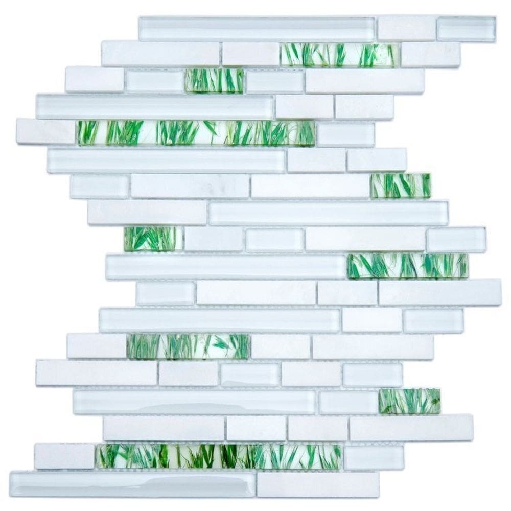 Kit 1m² Pastilha de Vidro Marmore 30cm X 30cm Cinza/Verde