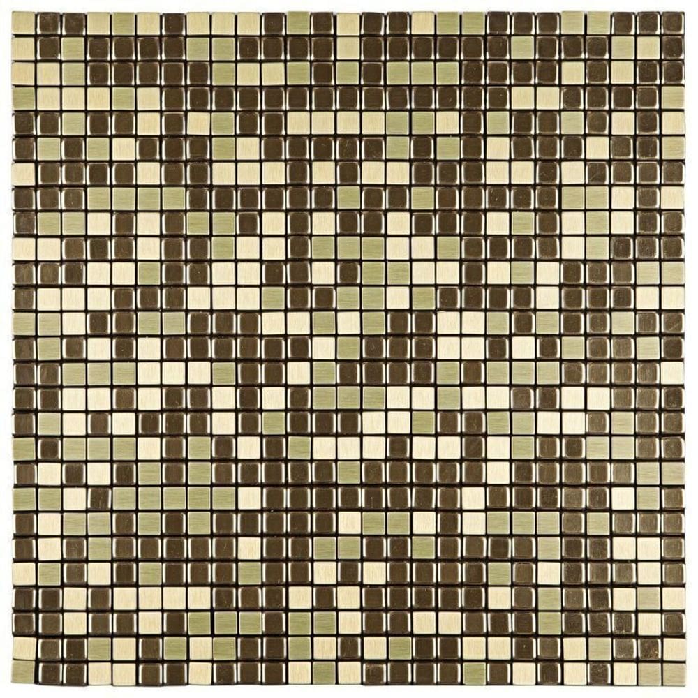 Kit 1m² Pastilha de Vidro Autocolante 31cm X 31cm Dourado Escovado/Espelhado