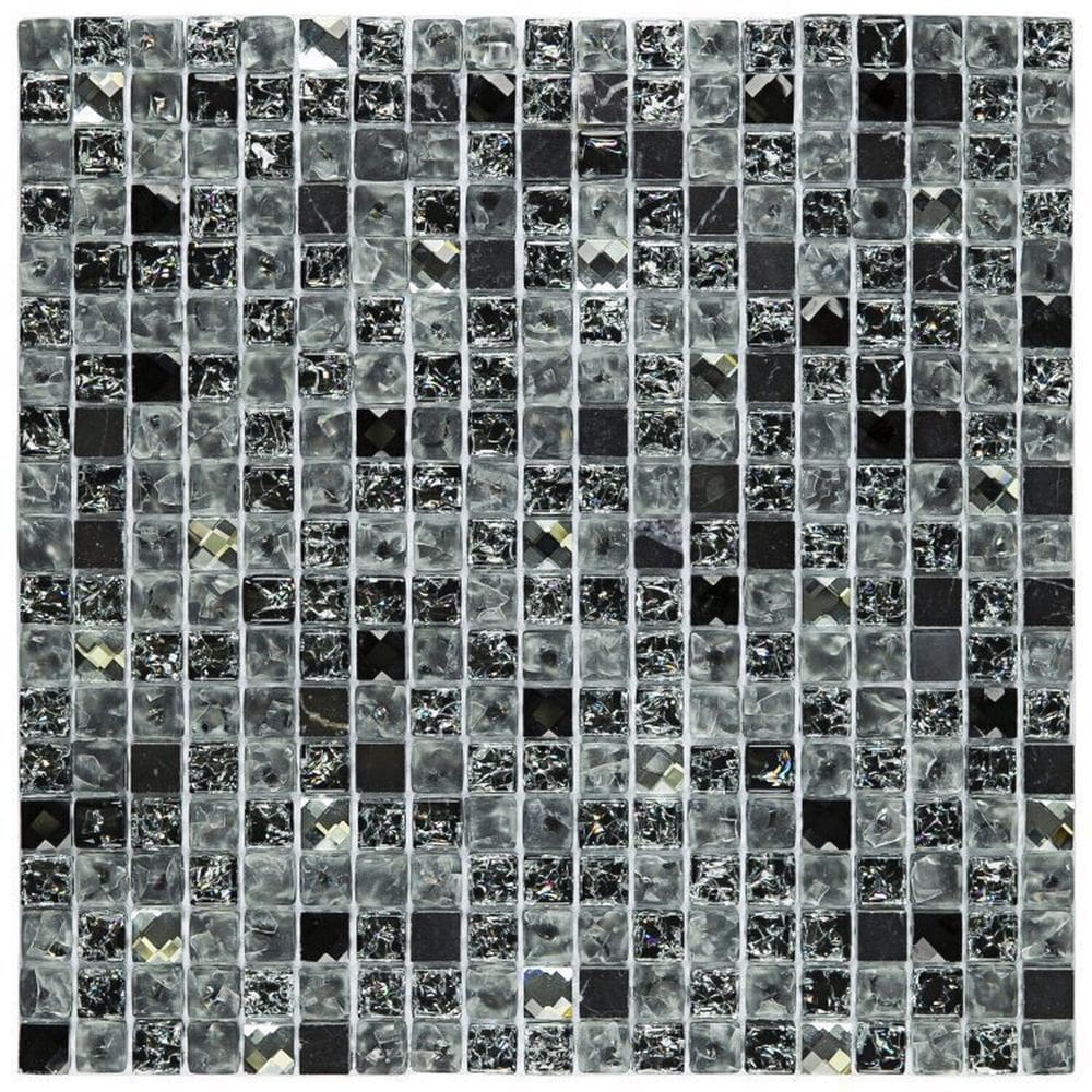 Kit 1m² Pastilha de Vidro e Mesclada 31cm X 31cm Preto